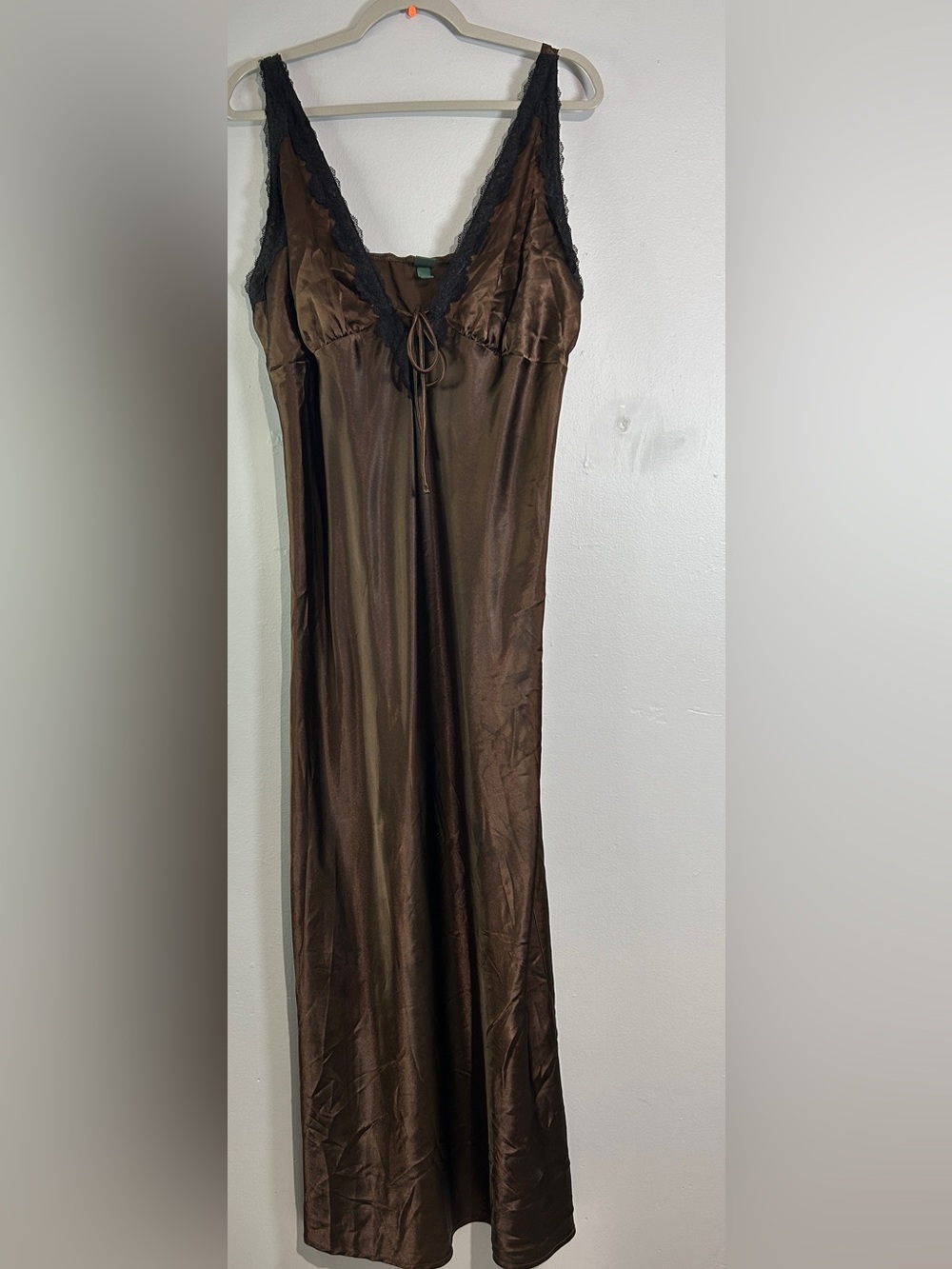 Wild Fable XL Chocolate Brown Satin Lace Slip Dress Y2K Coquette Dark Academia